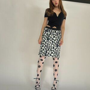 Vintage Cow Print Midi Skirt